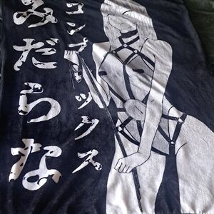 Lewd Complex Black Graphic Anime Harness Girl Plush Blanket